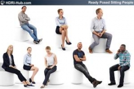 3D People Sitting People 01 - Collection of 8 high-detailed 3D models of scanned people in sitting position. 3Ds Max, C4D, Sketchup