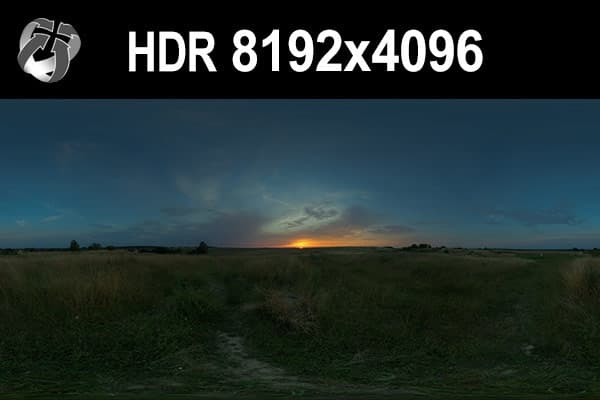 HDR 158 Blue Evening Sky, a dusk HDRI with a low sun at the horizon