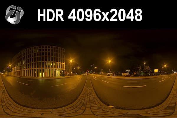 HDR 171 City Road Night, an unclipped night HDRI with orange street lamps along a city road