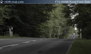 View from Side of Road - Locked camera pointing at a road in a forest. Calm moving background.
