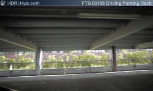 Driving Parking Deck - View out of car while driving on a parking deck.