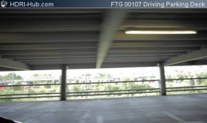 Driving Parking Deck - View out of car while driving on a parking deck.