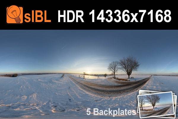 HDR 092 Road Winter - Dusk Clear Sky Plates