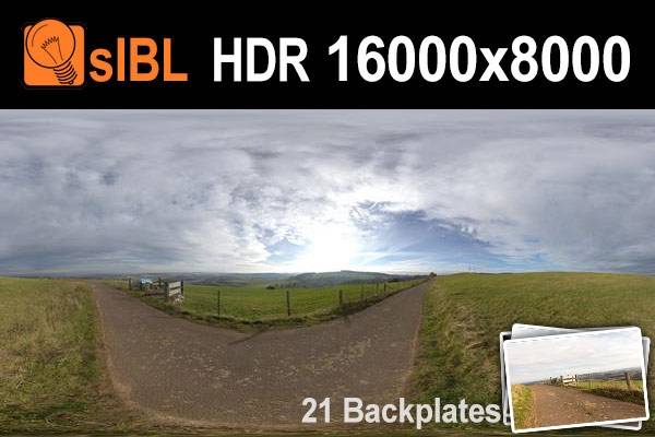 HDR 133 Road in Hills with Cloudy Sky Plates