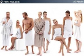3D People Spa 01 - Collection of 8 high-detailed 3D models of scanned spa people. Already posed. 3Ds Max, C4D, Obj, Sketchup